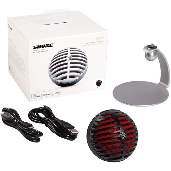 Shure MV5-B-LTG Digital Condenser Microphone (Black)