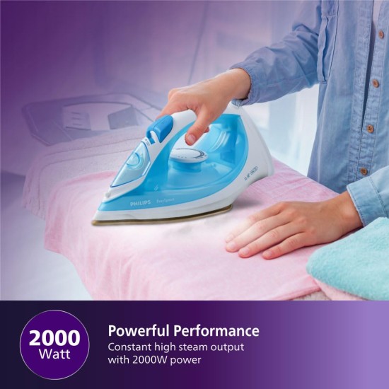 PHILIPS Plastic Steam Iron Gc1028/20 2000 Watts, From World'S No.1 Ironing Brand*, Golden Non-Stick Soleplate, Steam Rate Of Up To 25 G/Min, Drip Stop Technology