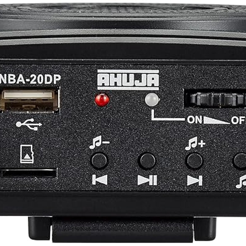 Ahuja Portable PA Neckband System NBA-20Dp Rechargeable with 1 Neckband Mic with USB and SD Card Input, Black, 340gms