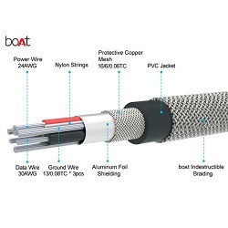 BoAt LTG 500 Apple MFI Certified for iPhone, iPad and iPod 2Mtr Data Cable(Metallic Silver)