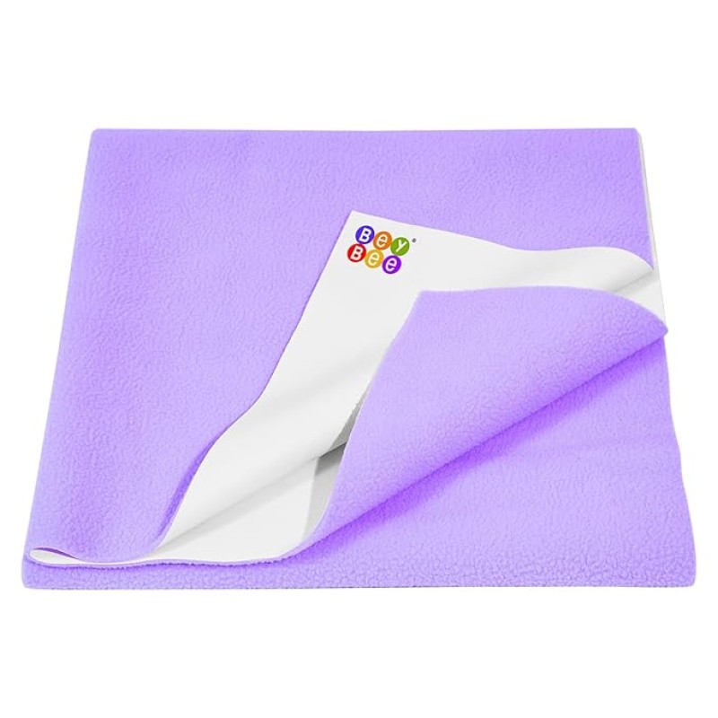 BeyBee Cotton Waterproof Quick Dry Sheet for Baby| Bed Pad Anti-Piling Fleece Extra Absorbent Washable Matress Protector| Baby Bed Protector Sheet for Toddler Children, Large Size, 140X100Cm, Voilet BeyBee Cotton Waterproof Quick Dry Sheet for Baby| Bed Pad Anti-Piling Fleece Extra Absorbent Washable Matress Protector| Baby Bed Protector Sheet for Toddler Children, Large Size, 140X100Cm, Voilet