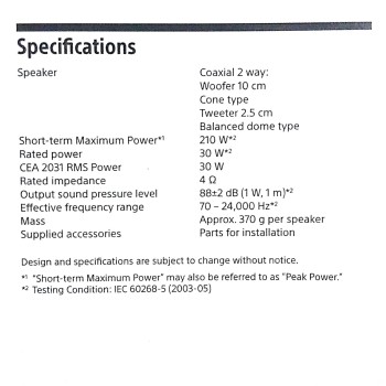 Sony Car Speaker XS-FB102E 10 cm (4 inch) 2-Way Coaxial Speakers (Black), Peak Power - 210W, RMS Power - 30W, Rated Power - 30W Sony Car Speaker XS-FB102E 10 cm (4 inch) 2-Way Coaxial Speakers (Black), Peak Power - 210W, RMS Power - 30W, Rated Power - 30W