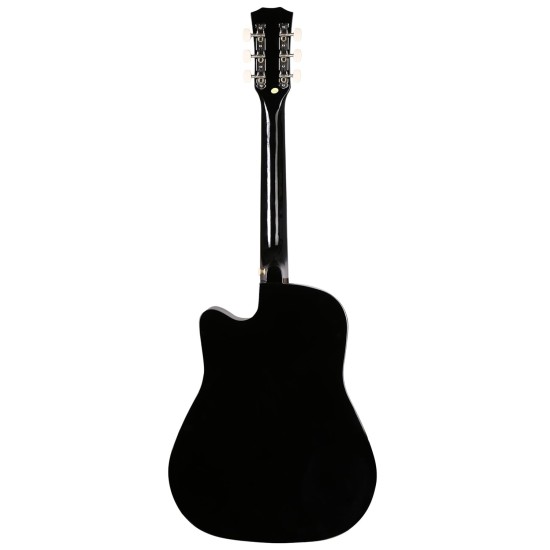 Juârez Acoustic Guitar Kit, 38 Inch Cutaway, 038C with Bag, Strings, Pick and Strap, Black