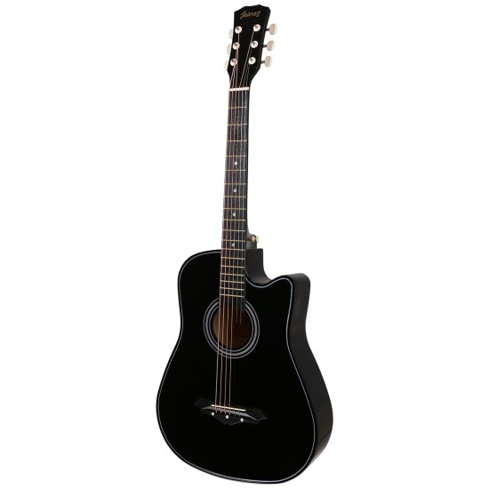 Juârez Acoustic Guitar Kit, 38 Inch Cutaway, 038C with Bag, Strings, Pick and Strap, Black