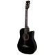 Juârez Acoustic Guitar Kit, 38 Inch Cutaway, 038C with Bag, Strings, Pick and Strap, Black