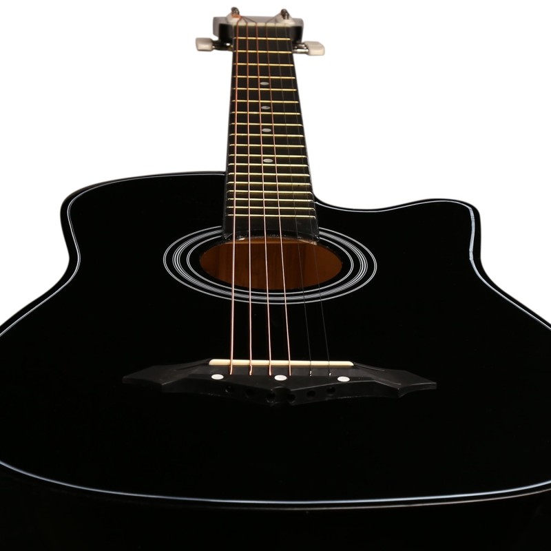 Juârez Acoustic Guitar, 38 Inch Cutaway, 038C with Bag, Strings, Pick and Strap, Black Juârez Acoustic Guitar, 38 Inch Cutaway, 038C with Bag, Strings, Pick and Strap, Black