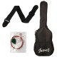 Juârez Acoustic Guitar Kit, 38 Inch Cutaway, 038C with Bag, Strings, Pick and Strap, Black