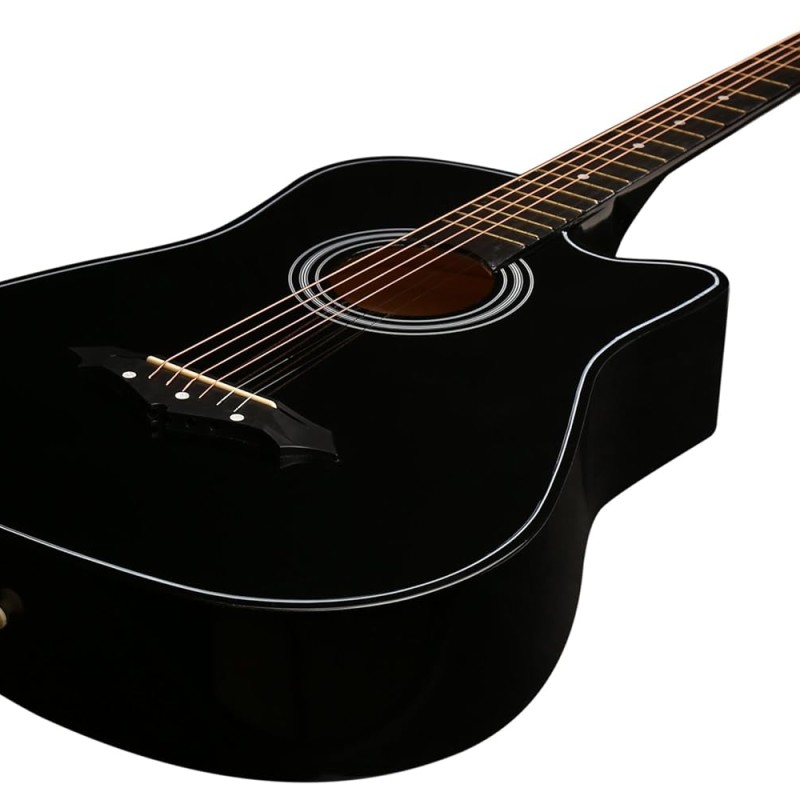 Juârez Acoustic Guitar, 38 Inch Cutaway, 038C with Bag, Strings, Pick and Strap, Black Juârez Acoustic Guitar, 38 Inch Cutaway, 038C with Bag, Strings, Pick and Strap, Black