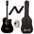 Juârez Acoustic Guitar Kit, 38 Inch Cutaway, 038C with Bag, Strings, Pick and Strap, Black