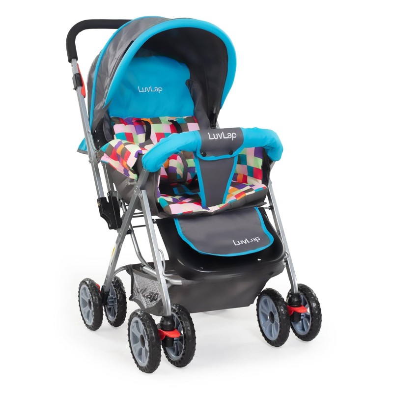 LuvLap Sunshine Baby Stroller/Pram For 0 To 3 Years, New Born/Toddler/Kid, 5 Point Safety Harness, Adjustable Backrest, 360? Swivel Wheel, Large Storage Basket, Reversible Handlebar (Teal) LuvLap Sunshine Baby Stroller/Pram For 0 To 3 Years, New Born/Toddler/Kid, 5 Point Safety Harness, Adjustable Backrest, 360? Swivel Wheel, Large Storage Basket, Reversible Handlebar (Teal)