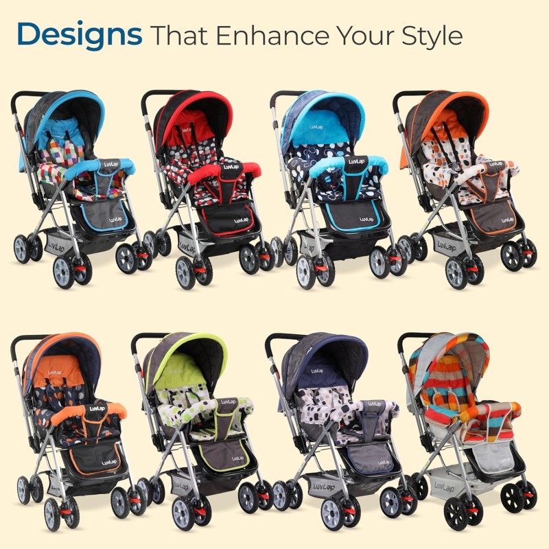 LuvLap Sunshine Baby Stroller/Pram For 0 To 3 Years, New Born/Toddler/Kid, 5 Point Safety Harness, Adjustable Backrest, 360? Swivel Wheel, Large Storage Basket, Reversible Handlebar (Teal) LuvLap Sunshine Baby Stroller/Pram For 0 To 3 Years, New Born/Toddler/Kid, 5 Point Safety Harness, Adjustable Backrest, 360? Swivel Wheel, Large Storage Basket, Reversible Handlebar (Teal)
