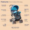 LuvLap Sunshine Baby Stroller/Pram for 0 to 3 Years, New Born/Toddler/Kid, 5 Point Safety Harness, Adjustable backrest, 360� Swivel Wheel, Large Storage Basket, Reversible Handlebar (Blue)