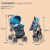 LuvLap Sunshine Baby Stroller/Pram for 0 to 3 Years, New Born/Toddler/Kid, 5 Point Safety Harness, Adjustable backrest, 360� Swivel Wheel, Large Storage Basket, Reversible Handlebar (Blue)