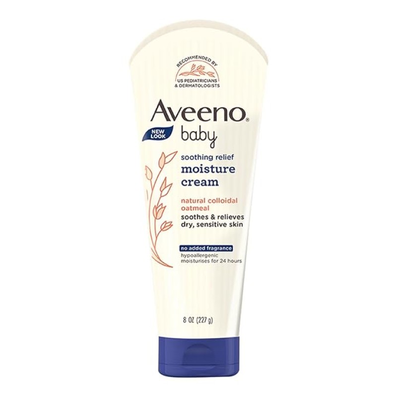 Aveeno Baby Soothing Relief Moisture Cream 227g | 24-Hour Protection for Dry, Itchy or Sensitive Skin | Natural oat extract | Fragrance-free, paraben-free, Hypoallergenic | US #1 Pediatrician recommended Aveeno Baby Soothing Relief Moisture Cream 227g | 24-Hour Protection for Dry, Itchy or Sensitive Skin | Natural oat extract | Fragrance-free, paraben-free, Hypoallergenic | US #1 Pediatrician recommended