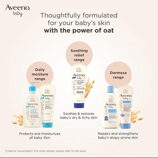 Aveeno Baby Soothing Relief Moisture Cream 227g | 24-Hour Protection for Dry, Itchy or Sensitive Skin | Natural oat extract | Fragrance-free, paraben-free, Hypoallergenic | US #1 Pediatrician recommended