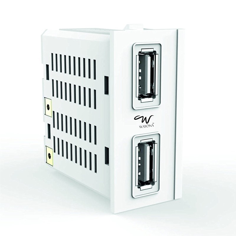 Wayona 18W Dual USB Socket Fast Charger Compatible with Anchor Roma Switch Plate - White Wayona 18W Dual USB Socket Fast Charger Compatible with Anchor Roma Switch Plate - White