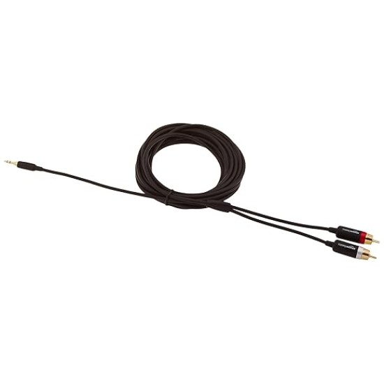 Adapter Cable 3.5mm to 2-Male RCA Adapter Cable For Tablet, Smartphone (Black, 15 feet)