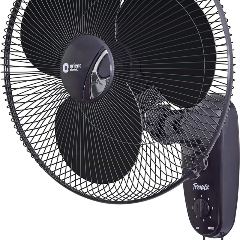 Orient Electric 400 MM Wall-44 Trendz Mount Fan | Wall Mount Fan for Home & Kitchen | Powerful Motor with High Air Delivery |Smooth Oscilation, 3-Speed Control | 2 Years Warranty | Slate Grey
