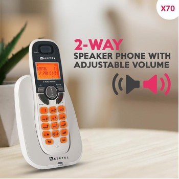 Beetel X70 Expandable Cordless Landline Phone, 2.4GHz Frequency, 2 Way Speaker Phone, Ringer Volume, LED Notification for Ringer and Charging (X70)(White) Beetel X70 Expandable Cordless Landline Phone, 2.4GHz Frequency, 2 Way Speaker Phone, Ringer Volume, LED Notification for Ringer and Charging (X70)(White)