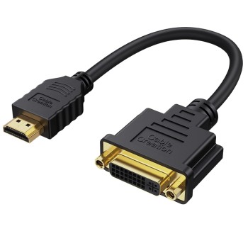 CableCreation HDMI to DVI Short Cable 0.5ft, Bi-Directional DVI-I (24+5) Female to HDMI Male Adapter 1080P DVI to HDMI Converter Compatible with Xbox, PC, TV, TV Box, PS5, Switch
