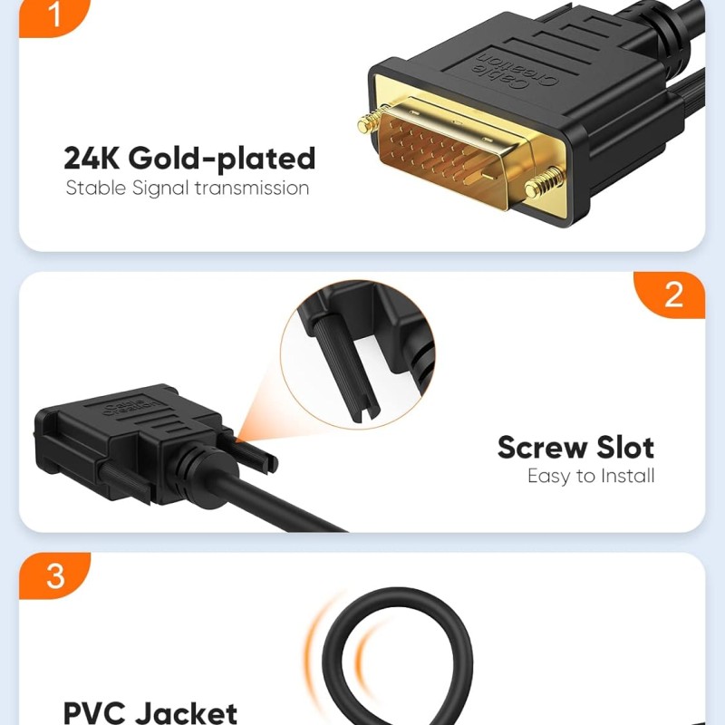 CableCreation DVI to HDMI Cable, 5ft HDMI Male to DVI-D Male Bi-Directional Adapter Cable, HDMI to DVI-D 24+1 High Speed Cable Support 1080P HD for Raspberry Pi, Roku, Xbox One, PS5 CableCreation DVI to HDMI Cable, 5ft HDMI Male to DVI-D Male Bi-Directional Adapter Cable, HDMI to DVI-D 24+1 High Speed Cable Support 1080P HD for Raspberry Pi, Roku, Xbox One, PS5