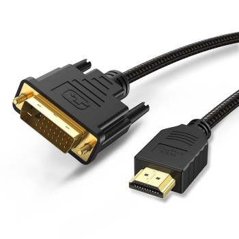 CableCreation HDMI to DVI Cable Bi-Directional, HDMI Male to DVI(24+1) Male Braid Cable, Support 1080P FHD Compatible with Steam Deck,Xbox, PS4/PS5, Laptop, NS, Gaming Monitor Black 5FT