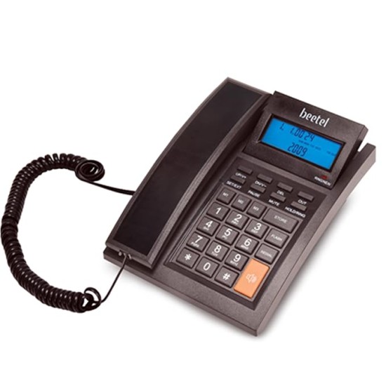 Beetel M64N Caller id Landline Phone with 16 Digit and Adjustable LCD Display, 2-Way Adjustable Speaker Phone, 99 Incoming and 18 Outgoing Call Memory, 3 One-Touch Memory, TEC Certified (M64N)(Black)