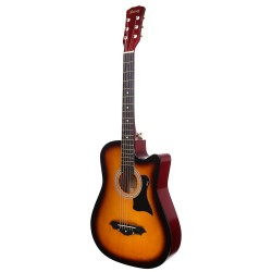 Juârez Acoustic Guitar, 38 Inch Cutaway, 038C with Bag, Strings, Pick and Strap, Black (Acoustic Guitar Kit, SUNBURST)