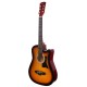 Juârez Acoustic Guitar, 38 Inch Cutaway, 038C with Bag, Strings, Pick and Strap, Black (Acoustic Guitar Kit, SUNBURST)