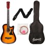 Ju�rez Acoustic Guitar, 38 Inch Cutaway, 038C with Bag, Strings, Pick and Strap, Black (Acoustic Guitar Kit, SUNBURST)