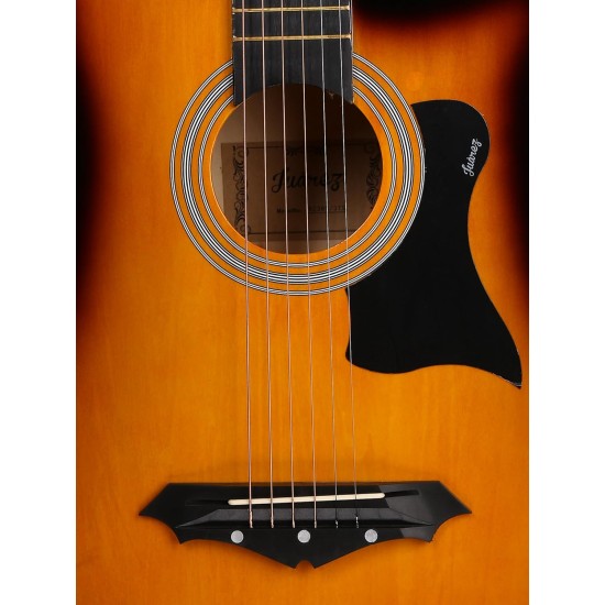 Juârez Acoustic Guitar, 38 Inch Cutaway, 038C with Bag, Strings, Pick and Strap, Black (Acoustic Guitar Kit, SUNBURST)