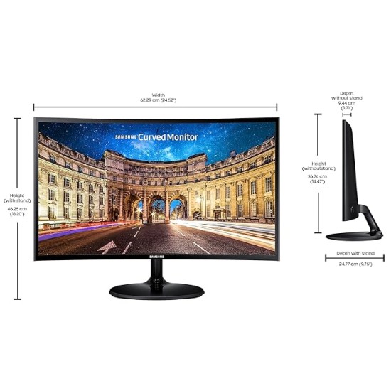 Samsung 27-inch(68.5cm) FHD, 1800R Curved Monitor, VA Panel, Slim Design, AMD FreeSync, Flicker Free, HDMI, Audio Ports (LC27F390FHWXXL, Black)
