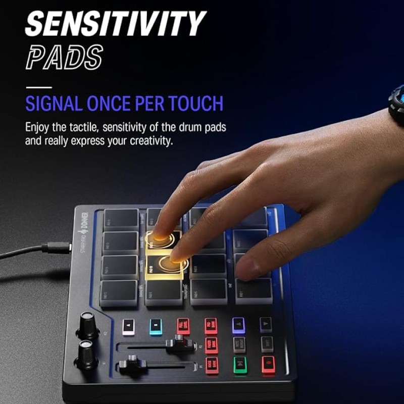 Donner MIDI Pad Controller Keyboard USB Type-C, Professional Drum Pad Machine Beat Maker with 16 Pads, MIDI Out, 2 Assignable Faders and Buttons (STARRYPAD MINI, Black) Donner MIDI Pad Controller Keyboard USB Type-C, Professional Drum Pad Machine Beat Maker with 16 Pads, MIDI Out, 2 Assignable Faders and Buttons (STARRYPAD MINI, Black)