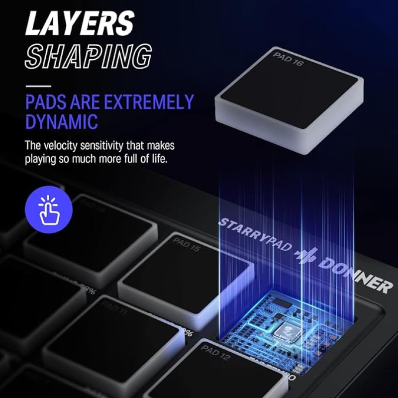Donner MIDI Pad Controller Keyboard USB Type-C, Professional Drum Pad Machine Beat Maker with 16 Pads, MIDI Out, 2 Assignable Faders and Buttons (STARRYPAD MINI, Black) Donner MIDI Pad Controller Keyboard USB Type-C, Professional Drum Pad Machine Beat Maker with 16 Pads, MIDI Out, 2 Assignable Faders and Buttons (STARRYPAD MINI, Black)