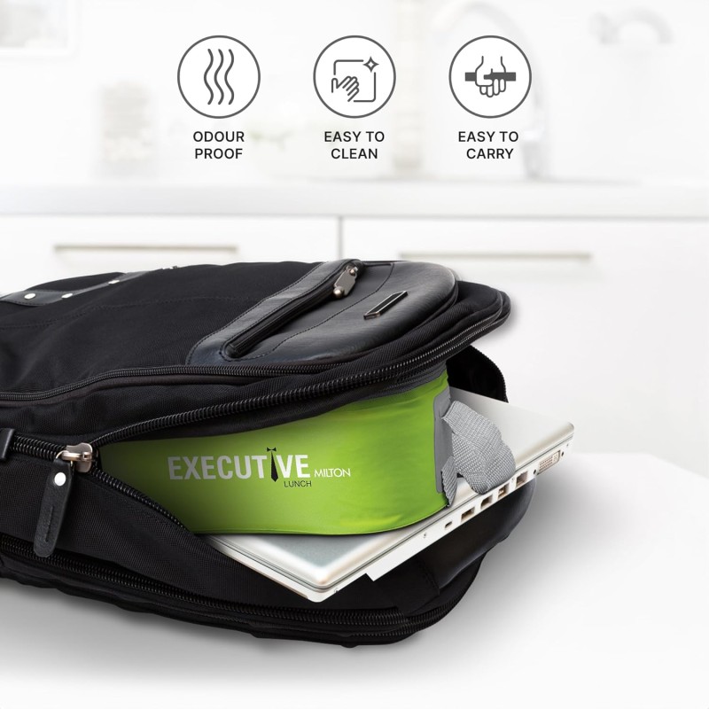 MILTON Executive Lunch Box, 2 Round Inner Steel Round Containers 280ml Each and 1 Microwave Safe Oval Plastic Container, 450ml with Insulated Bag, Office Tiffin for Leak-Proof, Easy to Carry, Green MILTON Executive Lunch Box, 2 Round Inner Steel Round Containers 280ml Each and 1 Microwave Safe Oval Plastic Container, 450ml with Insulated Bag, Office Tiffin for Leak-Proof, Easy to Carry, Green