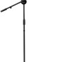 Powerpak MS-1001 3 Leg Boom Dual Microphone Stand with Dual Mic Clip Holders | for Studio Recording, Speech, Stage,Outdoor Activities (Black)