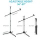 Powerpak MS-1001 3 Leg Boom Dual Microphone Stand with Dual Mic Clip Holders | for Studio Recording, Speech, Stage,Outdoor Activities (Black)