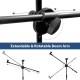 Powerpak MS-1001 3 Leg Boom Dual Microphone Stand with Dual Mic Clip Holders | for Studio Recording, Speech, Stage,Outdoor Activities (Black)
