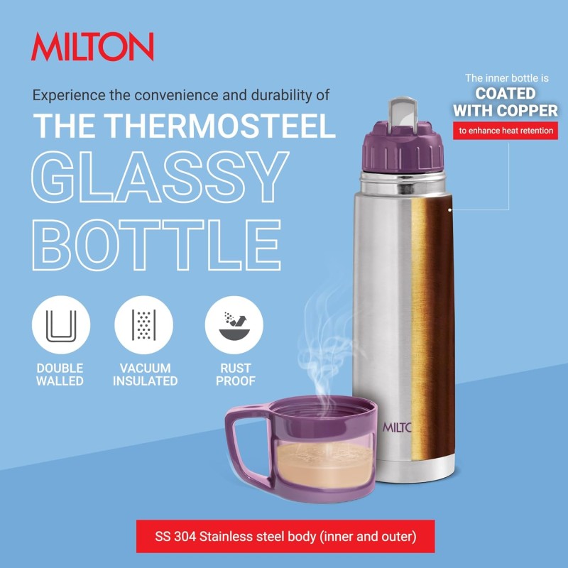 MILTON Atlantis 600 Thermosteel Insulated Bottle, 500 ml Water Bottles, 24 Hours Hot and Cold, Easy to Carry, Easy Grip, Rust Proof, Tea, Coffee, Office, Travel Bottle, Green MILTON Atlantis 600 Thermosteel Insulated Bottle, 500 ml Water Bottles, 24 Hours Hot and Cold, Easy to Carry, Easy Grip, Rust Proof, Tea, Coffee, Office, Travel Bottle, Green