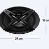 Sony Car Speaker XS-FB693E 16 cm x 24 cm (6 inch x 9 inch) 3-Way Coaxial Speakers (Black), Peak Power - 420W, RMS POWER - 60W, RATED POWER - 50W, with Grill