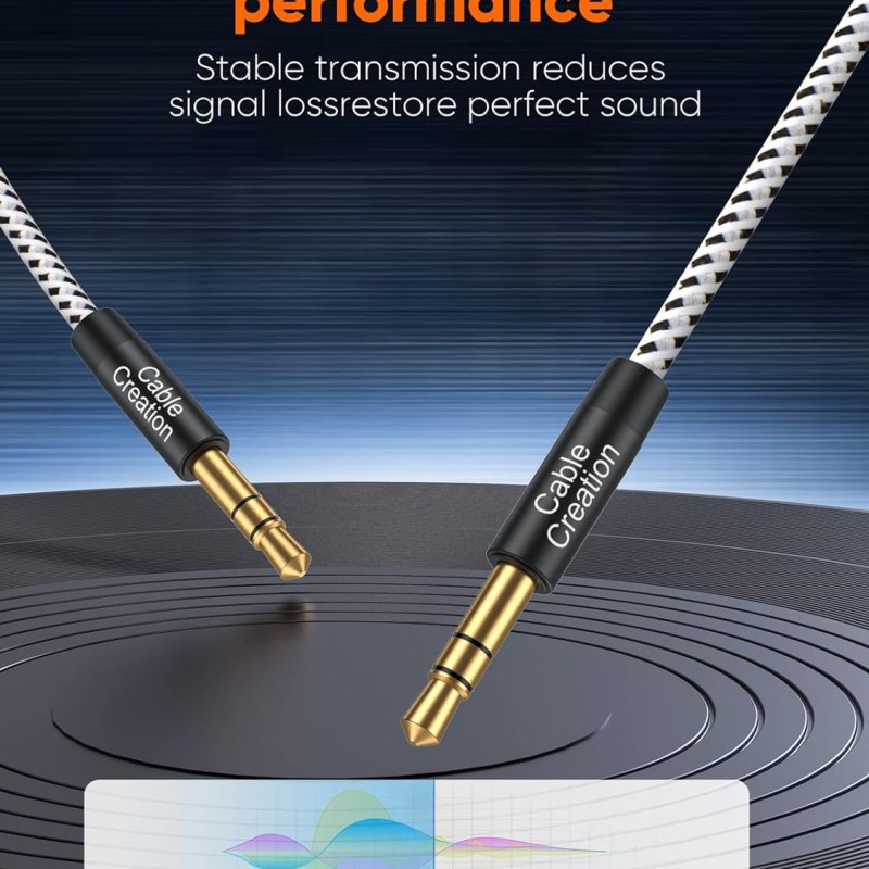 CableCreation 3.5mm TRS Aux Cable, Braided Audio Auxiliary Input Adapter Male to Male for Car, Hi-Fi Sound, Cotton Compatible with Headphone, Galaxy S22,Phone,Home Stereo,Car Stereo&More,1.5FT - Black CableCreation 3.5mm TRS Aux Cable, Braided Audio Auxiliary Input Adapter Male to Male for Car, Hi-Fi Sound, Cotton Compatible with Headphone, Galaxy S22,Phone,Home Stereo,Car Stereo&More,1.5FT - Black