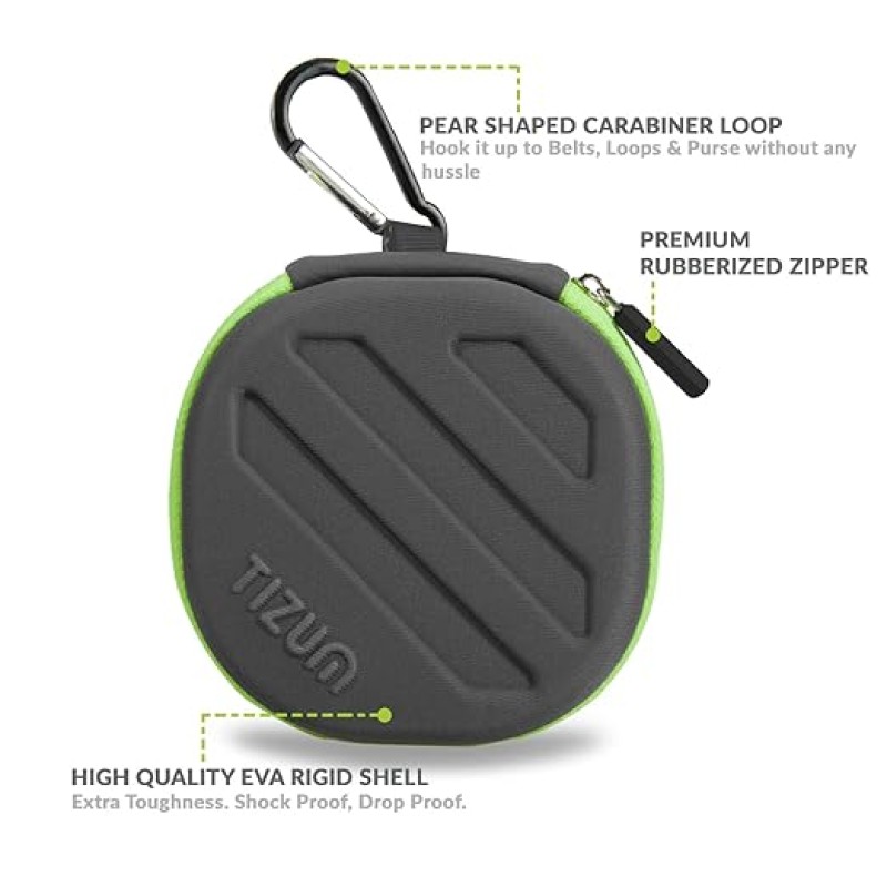 tizum Headphone Carrying Case - Multi Purpose Pocket Storage with Carabinr Hook, Travel Organizer for Headphone, Pen Drives, Memory Card, Cable (Grey)