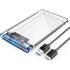 ORICO 2.5'' External Hard Drive Enclosure USB 3.0 to SATA III Tool-Free Clear Hard Disk Case for 2.5 inch 7mm 9.5mm SATA HDD SSD Max 6TB Support UASP(2139U3)