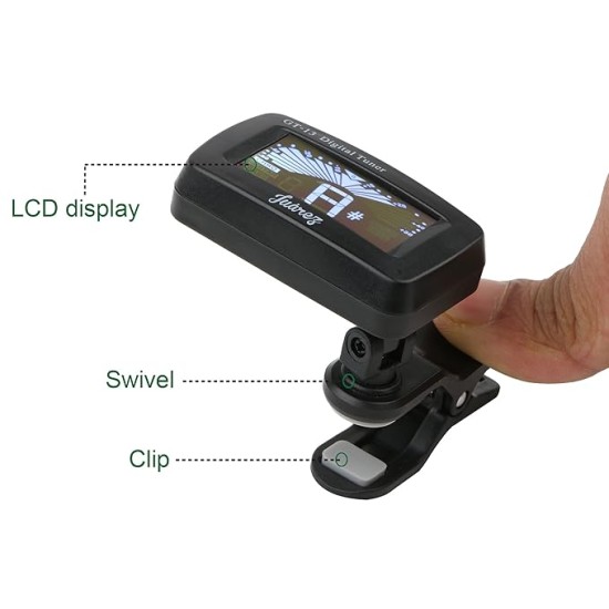 Juârez GT-13 Digital LCD Guitar Bass Violin Ukulele Clip On Automatic Chromatic Tuner