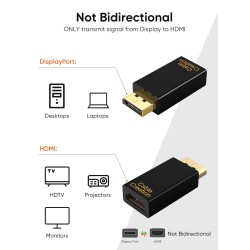 CableCreation DisplayPort to HDMI Adapter, DP to HDMI 1080p@60Hz FHD Converter Uni-Directional Display Port DP to HDMI Passive Adapter 1.3 Version Compatible with PC, Laptop, Black