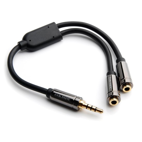 CABLESETC Universal Pro 3.5mm Stereo TRRS Dual Microphone and Headset Adapter (Pro Series TRRS Audio Copier/Duplicator/Splitter)