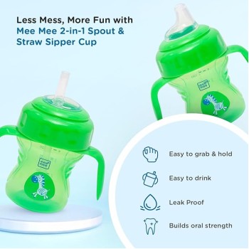 Mee Mee Baby Trainer Sippy Cup | Soft Spout, Leakproof Sipper for Toddlers | Dual Handle for Easy Grip | Non -Toxic, Lightweight & BPA Free, Green (150 Ml) Mee Mee Baby Trainer Sippy Cup | Soft Spout, Leakproof Sipper for Toddlers | Dual Handle for Easy Grip | Non -Toxic, Lightweight & BPA Free, Green (150 Ml)