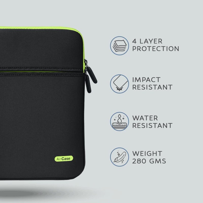 AirCase Premium laptopss Bag with 6 Pockets fits Upto 13.3 laptopsss MacBook, Wrinkle Free, Padded, Waterproof Light Neoprene case Cover Sleeve Pouch, for Men and Women, Black