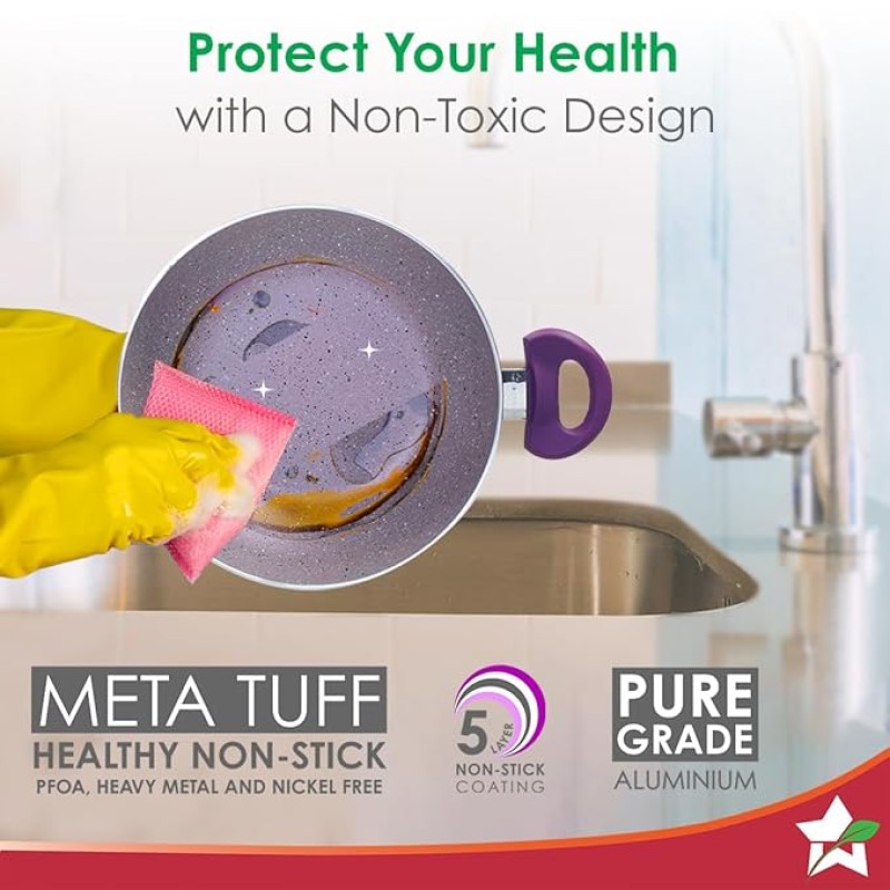 Wonderchef Royal Velvet Non-Stick 24cm Kadhai with Lid and Handles | Glass Lid | Induction Ready | Soft-Touch Handles |Non � Toxic I Virgin Aluminium| 3 mm Thick | 2 Year Warranty | Purple Wonderchef Royal Velvet Non-Stick 24cm Kadhai with Lid and Handles | Glass Lid | Induction Ready | Soft-Touch Handles |Non � Toxic I Virgin Aluminium| 3 mm Thick | 2 Year Warranty | Purple