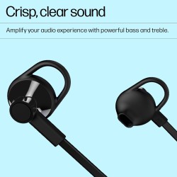 HP 150 Black Wired Headphones On Ear Headset with in-Line Microphone/Taggle-Free with Long & Flat Cord/1 Year RTB Warranty, X7B04AA (Black)